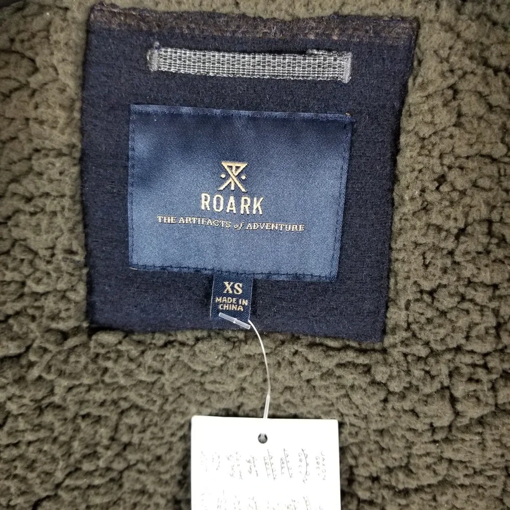 Roark Axeman Sherpa Lined Jacket Mens XS Dark Navy Striped Wool Blend New